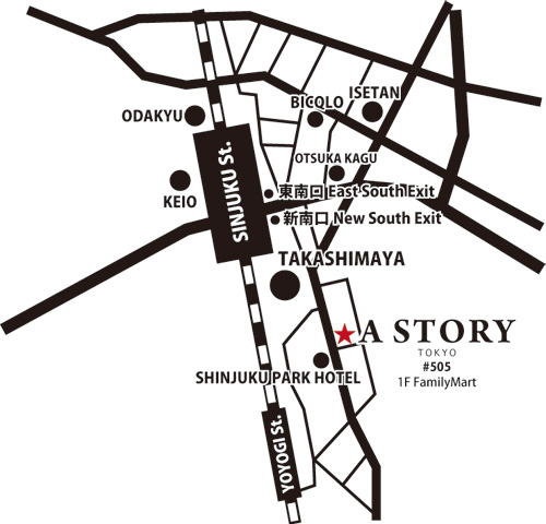 A STORY TOKYO 南新宿店 地図